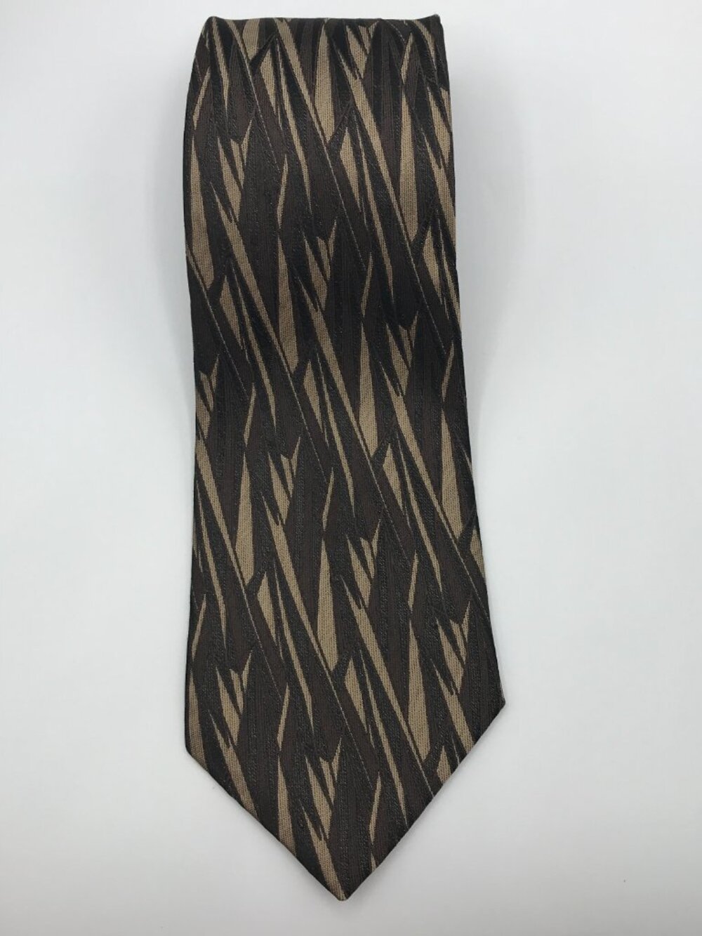 Kai Long Men's Brown Hand Made 100% Silk 4" X 60" Bias Tie Vintage